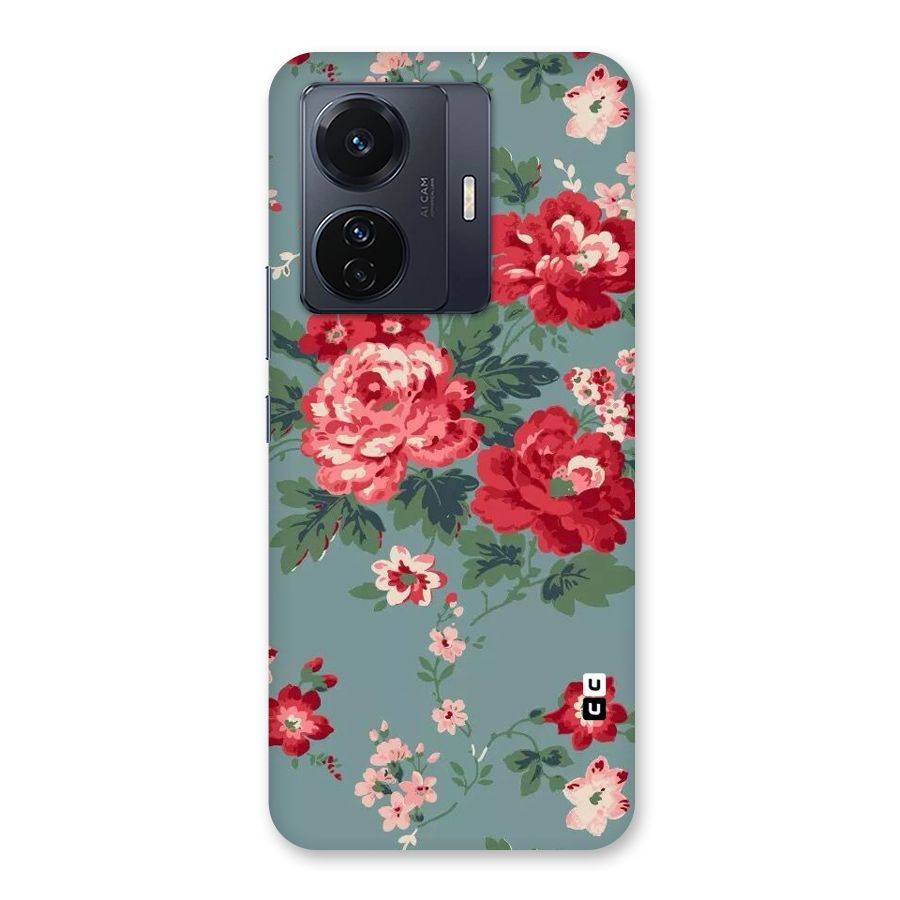 Aesthetic Floral Red Back Case for Vivo T1 Pro