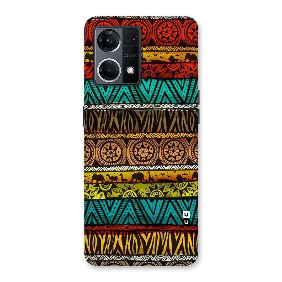 African Design Pattern Glass Back Case for Oppo F21 Pro 5G