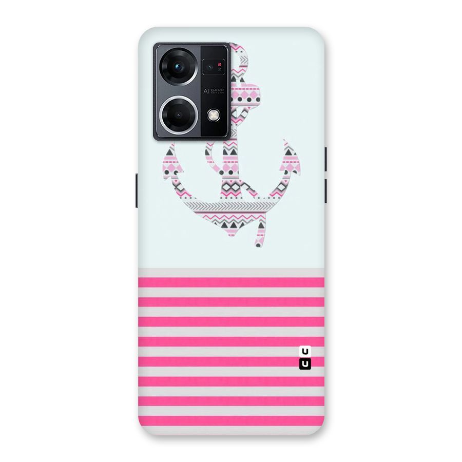 Anchor Design Stripes Glass Back Case for Oppo F21 Pro 5G
