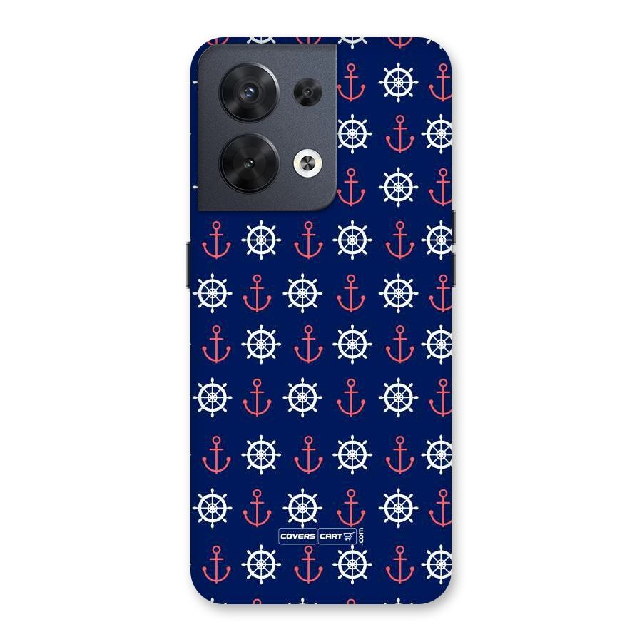 Anchor Pattern Blue Back Case for Oppo Reno8 5G