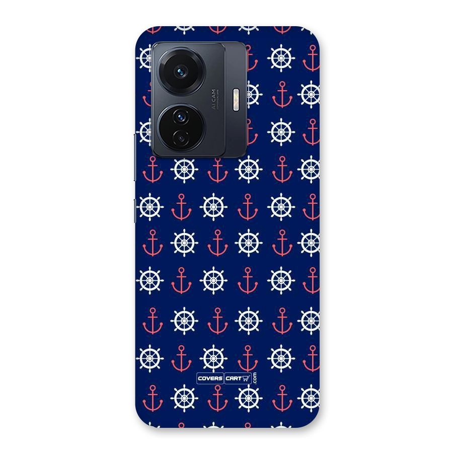 Anchor Pattern Blue Back Case for Vivo T1 Pro