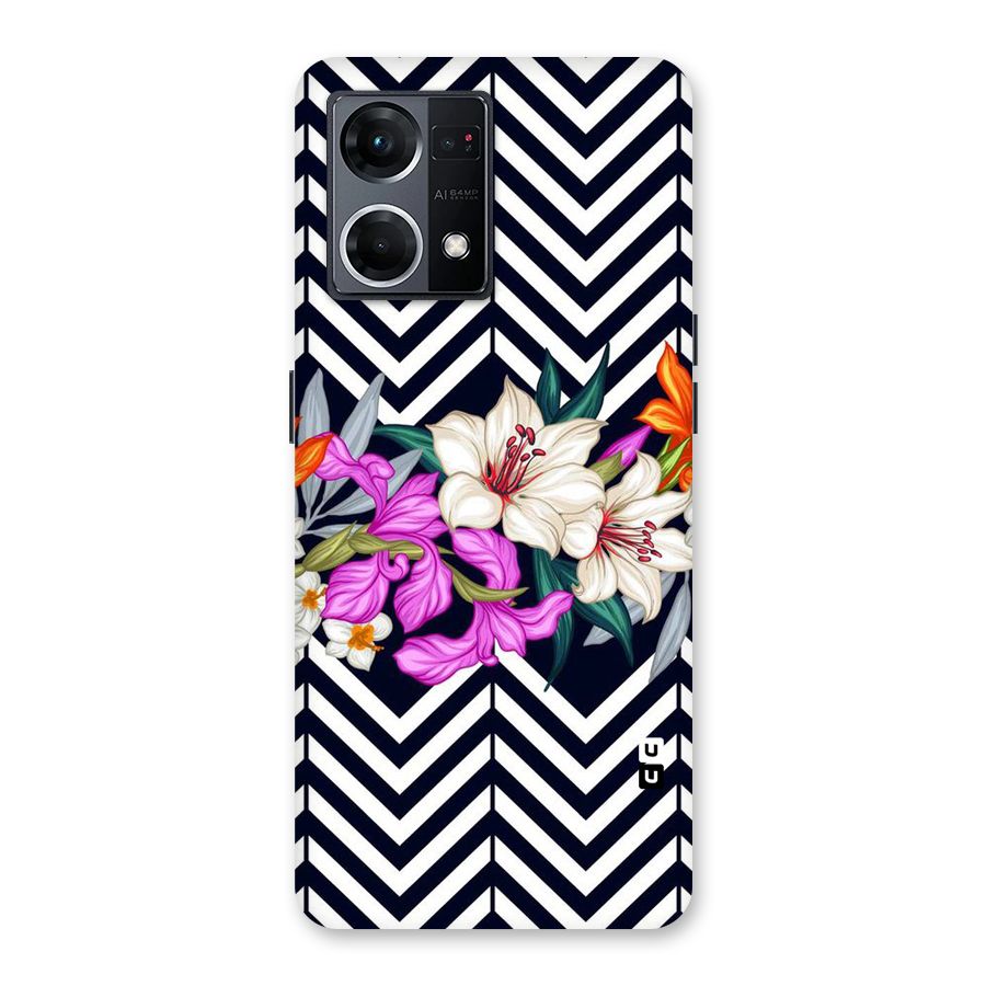 Artsy ZigZag Floral Glass Back Case for Oppo F21 Pro 5G