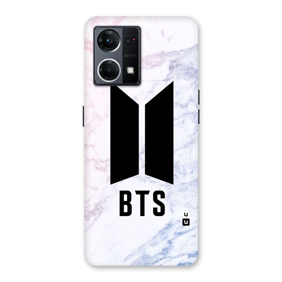 BTS Logo Marble Print Glass Back Case for Oppo F21 Pro 5G