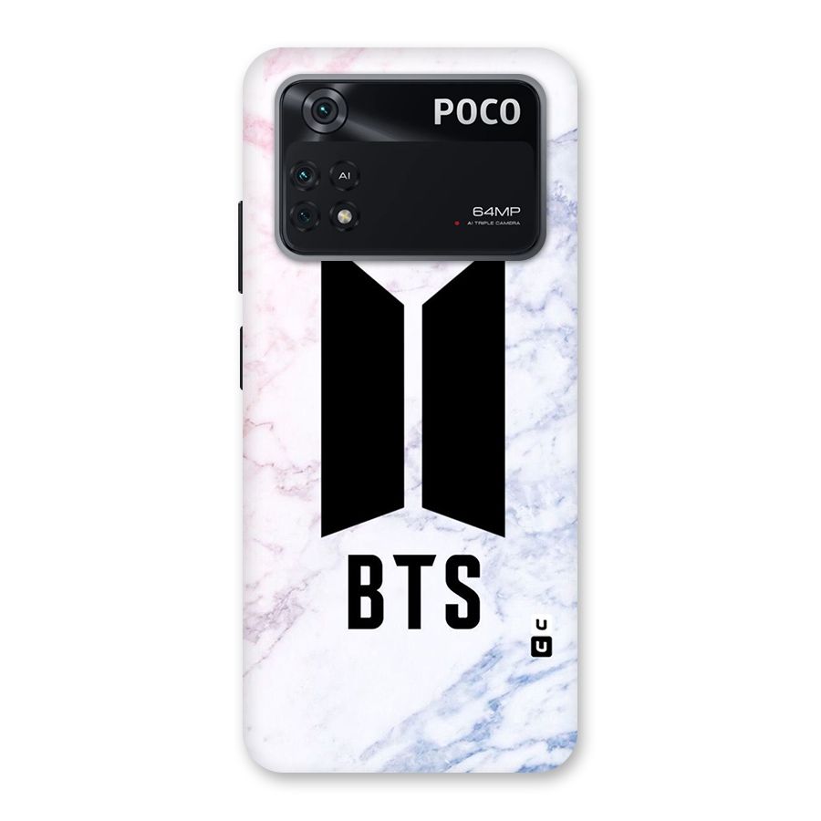 BTS Logo Marble Print Back Case for Poco M4 Pro 4G