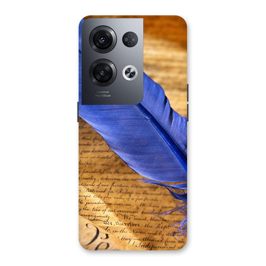Beautiful Blue Feather Back Case for Oppo Reno8 Pro 5G