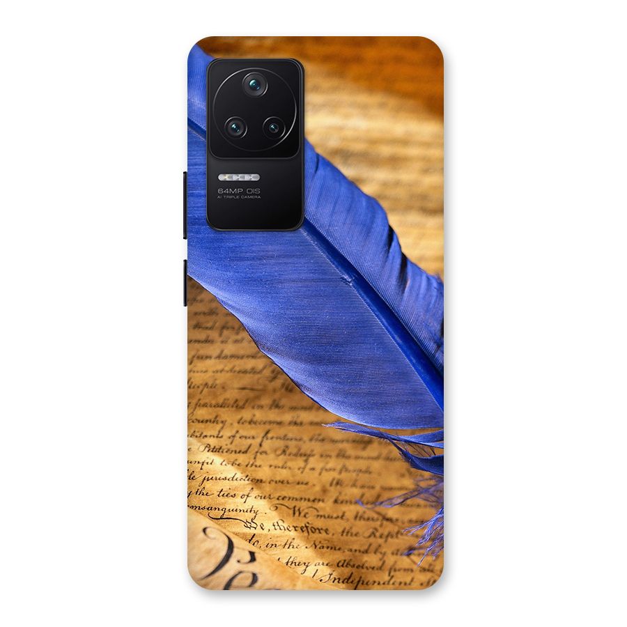 Beautiful Blue Feather Back Case for Poco F4 5G