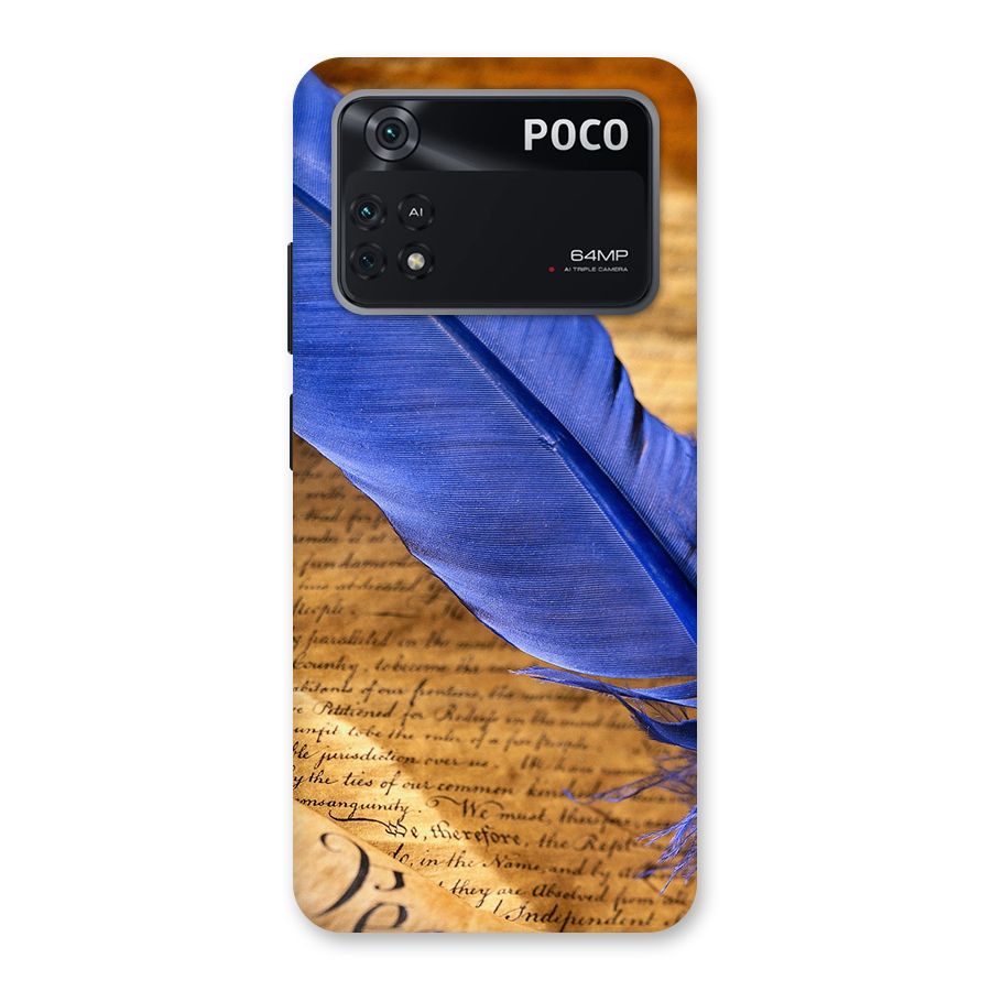 Beautiful Blue Feather Back Case for Poco M4 Pro 4G