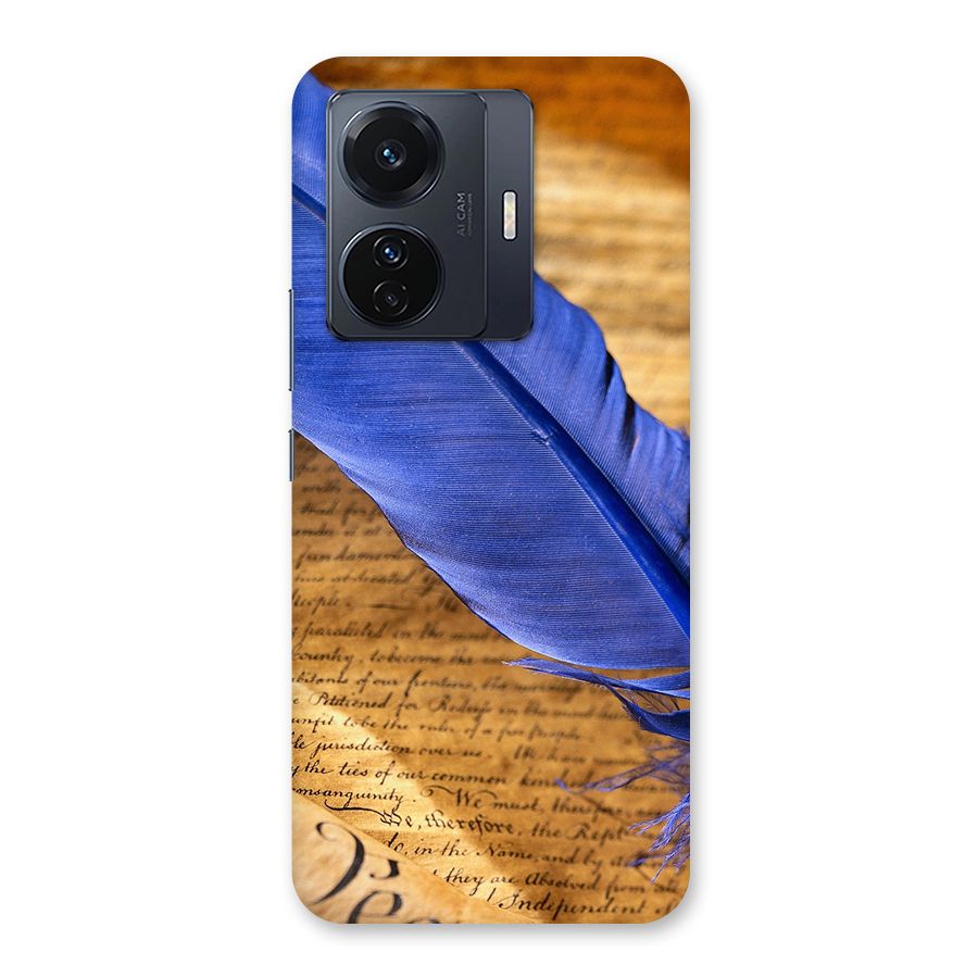 Beautiful Blue Feather Back Case for Vivo T1 Pro