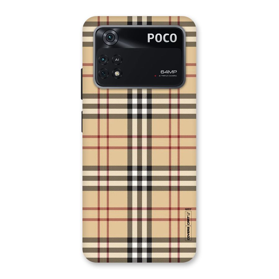 Beige Check Back Case for Poco M4 Pro 4G