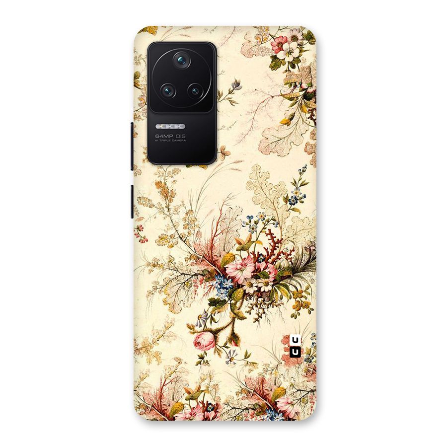Beige Floral Back Case for Poco F4 5G