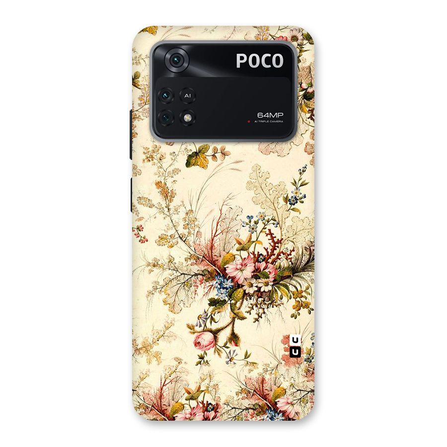 Beige Floral Back Case for Poco M4 Pro 4G