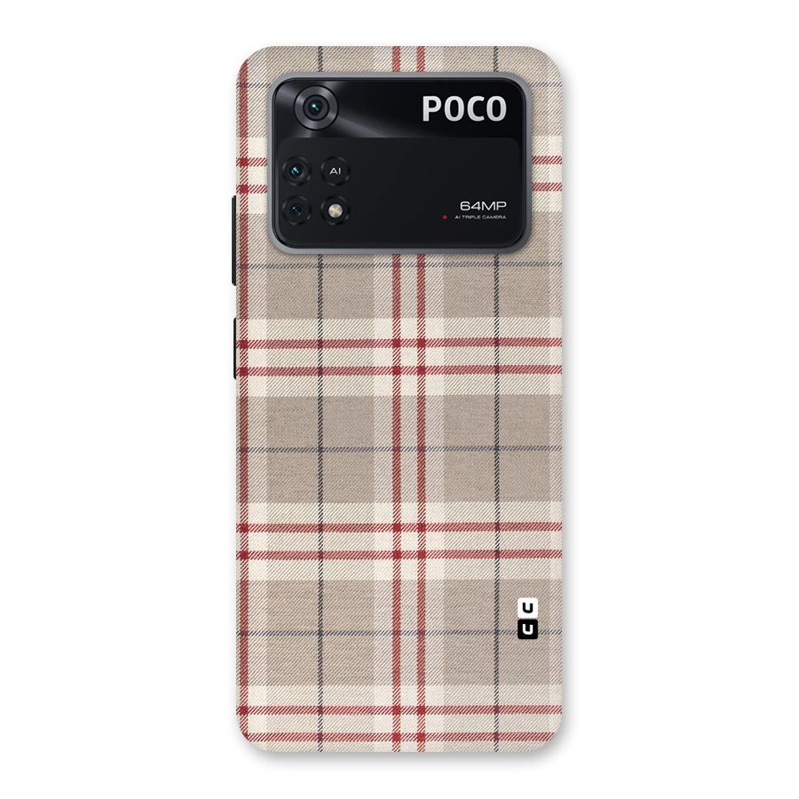 Beige Red Check Back Case for Poco M4 Pro 4G