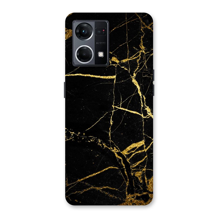 Black And Gold Design Glass Back Case for Oppo F21 Pro 5G