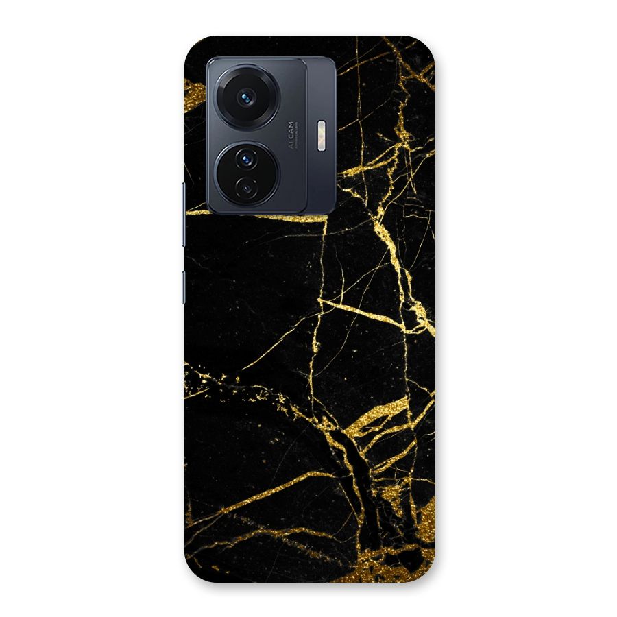 Black And Gold Design Back Case for Vivo T1 Pro