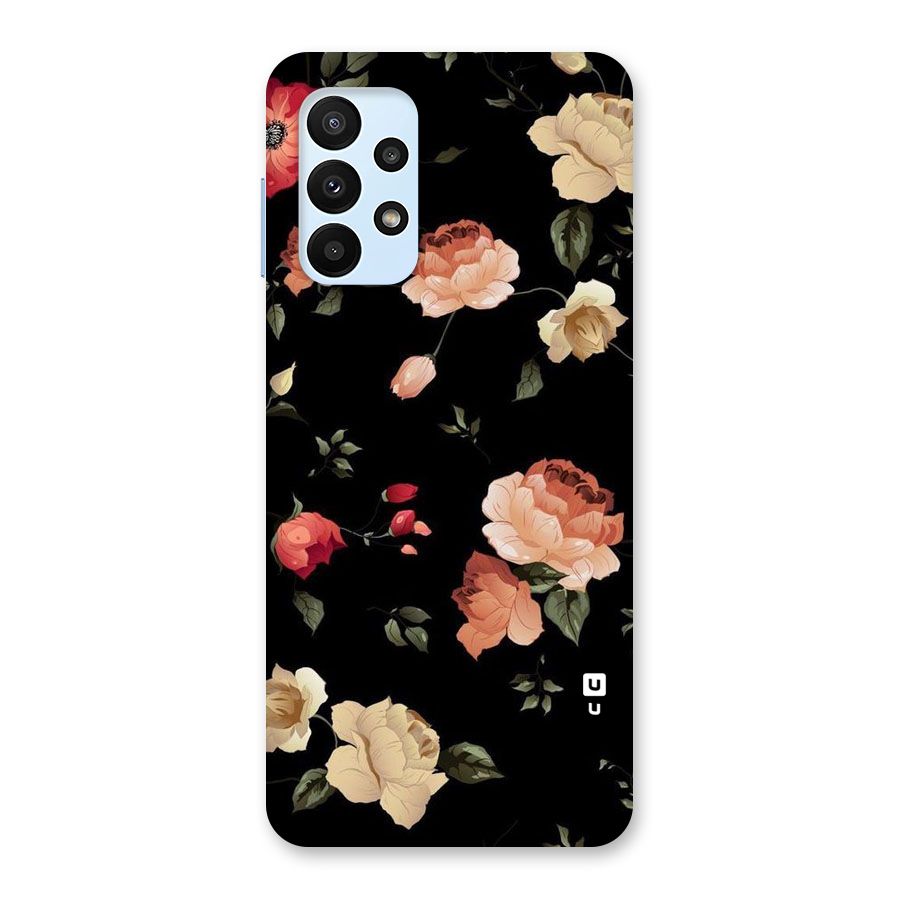 Black Artistic Floral Back Case for Galaxy A23