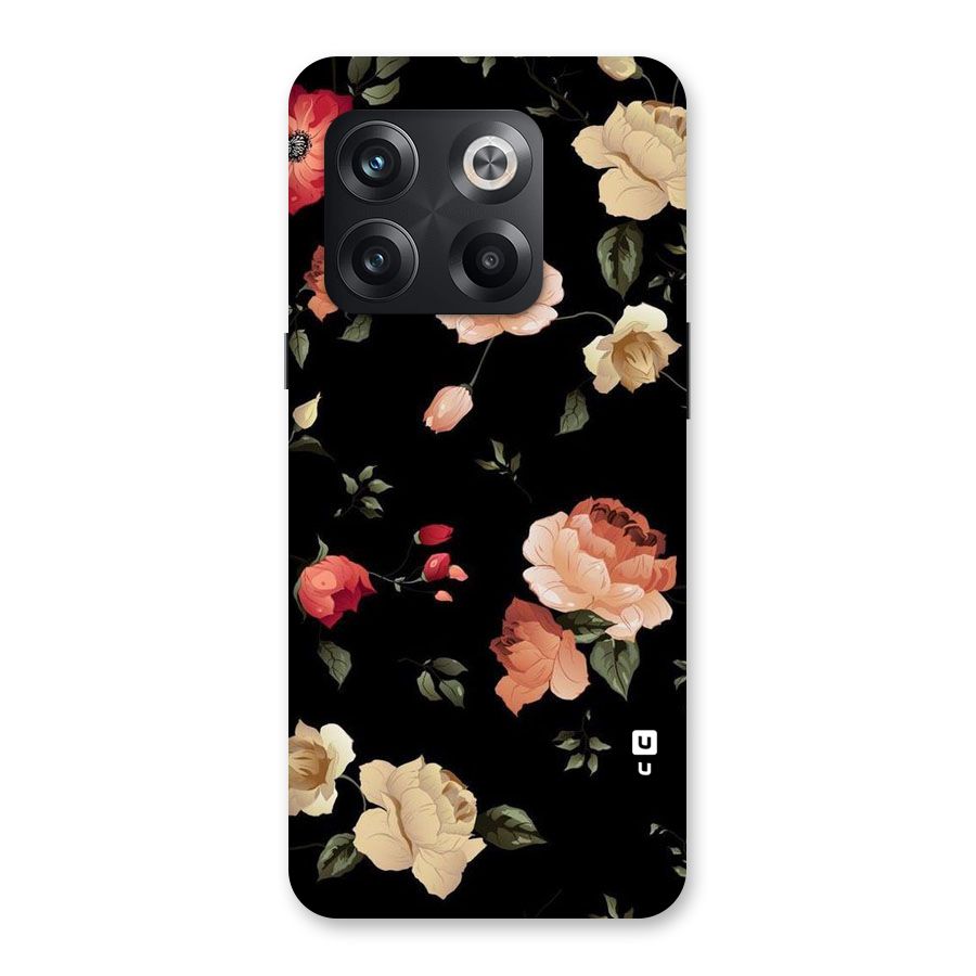 Black Artistic Floral Back Case for OnePlus 10T