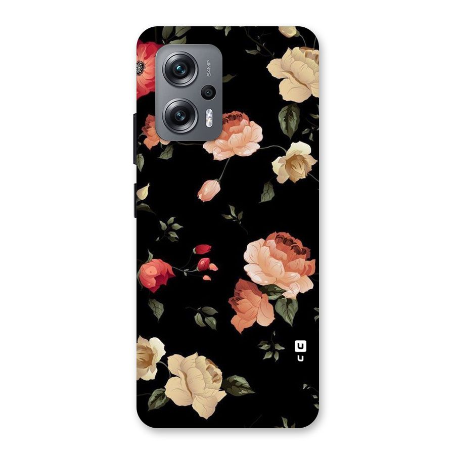 Black Artistic Floral Back Case for Redmi K50i