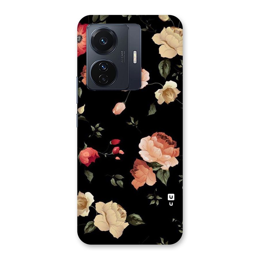 Black Artistic Floral Back Case for Vivo T1 Pro