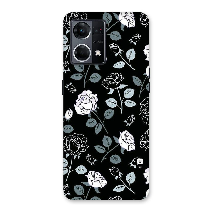 Black Artsy Bloom Glass Back Case for Oppo F21 Pro 5G