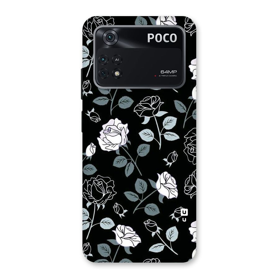 Black Artsy Bloom Back Case for Poco M4 Pro 4G