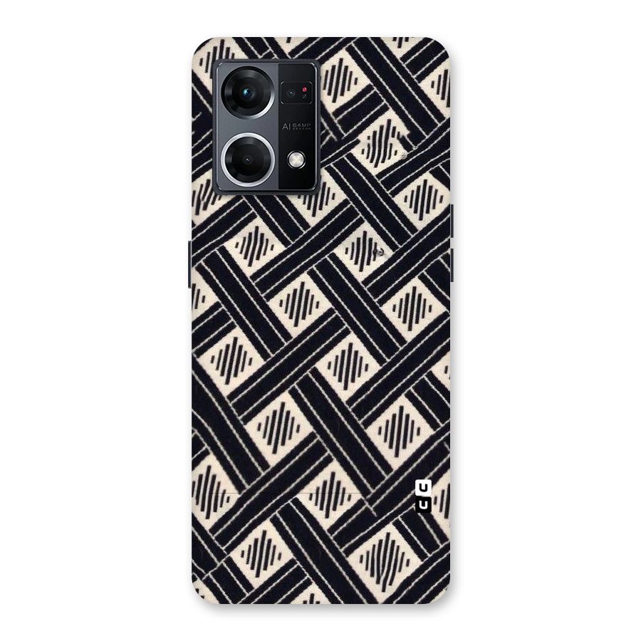 Black Beige Criscros Glass Back Case for Oppo F21 Pro 5G