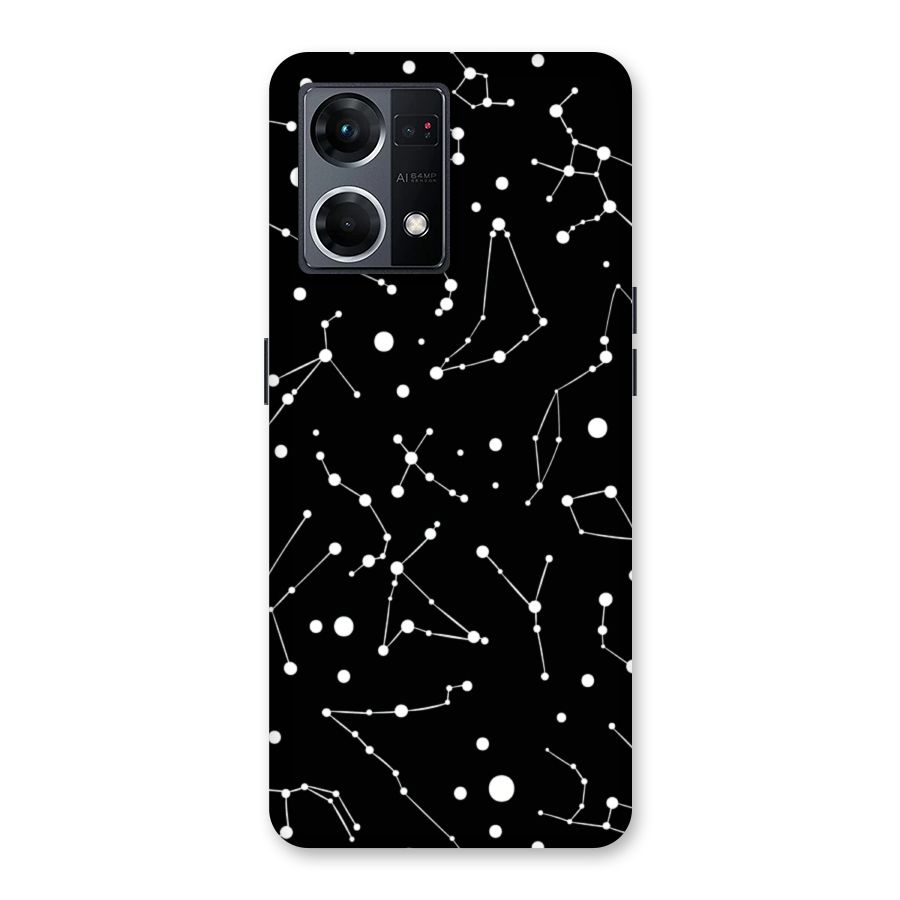 Black Constellation Pattern Glass Back Case for Oppo F21 Pro 5G