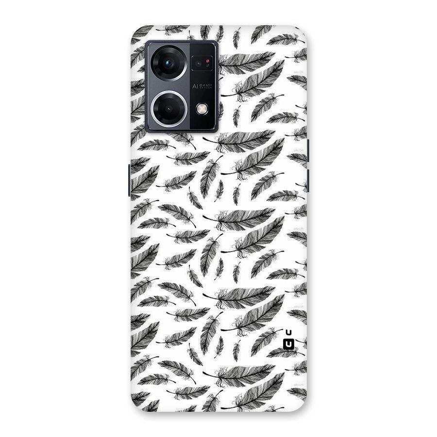 Black Feather Glass Back Case for Oppo F21 Pro 5G