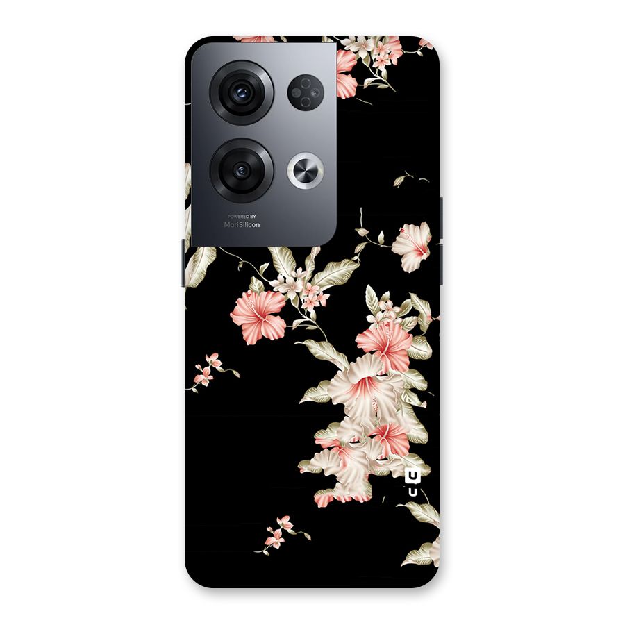 Black Floral Back Case for Oppo Reno8 Pro 5G
