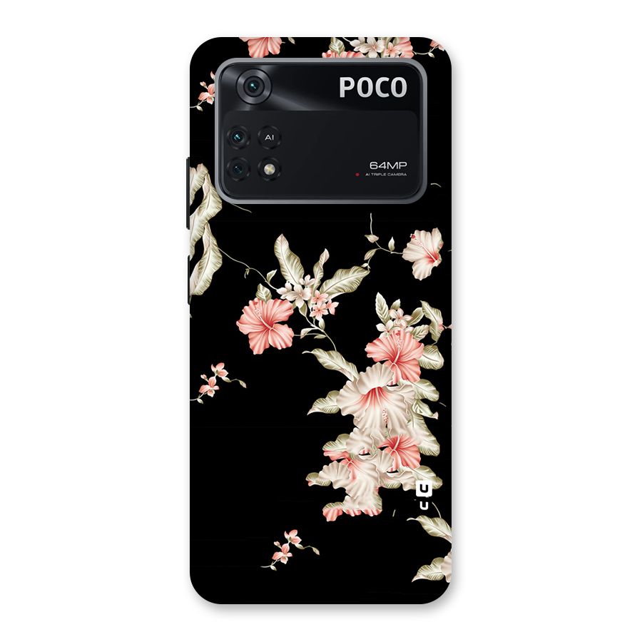 Black Floral Back Case for Poco M4 Pro 4G