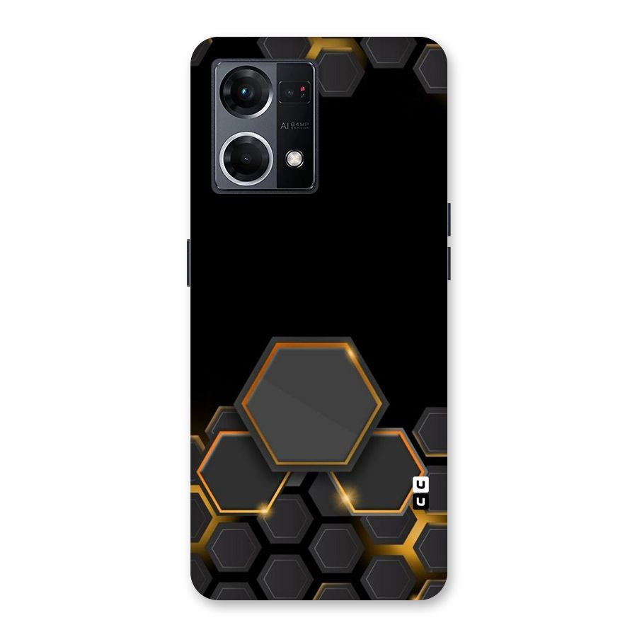 Black Gold Hexa Glass Back Case for Oppo F21 Pro 5G