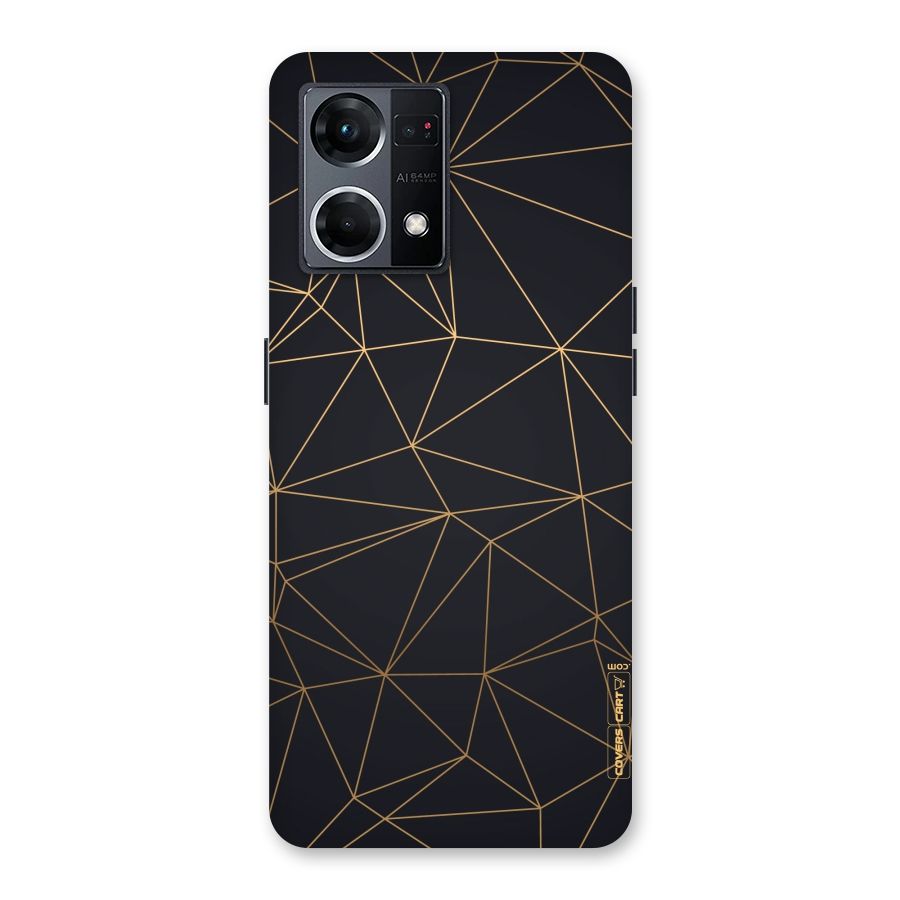 Black Golden Lines Glass Back Case for Oppo F21 Pro 5G