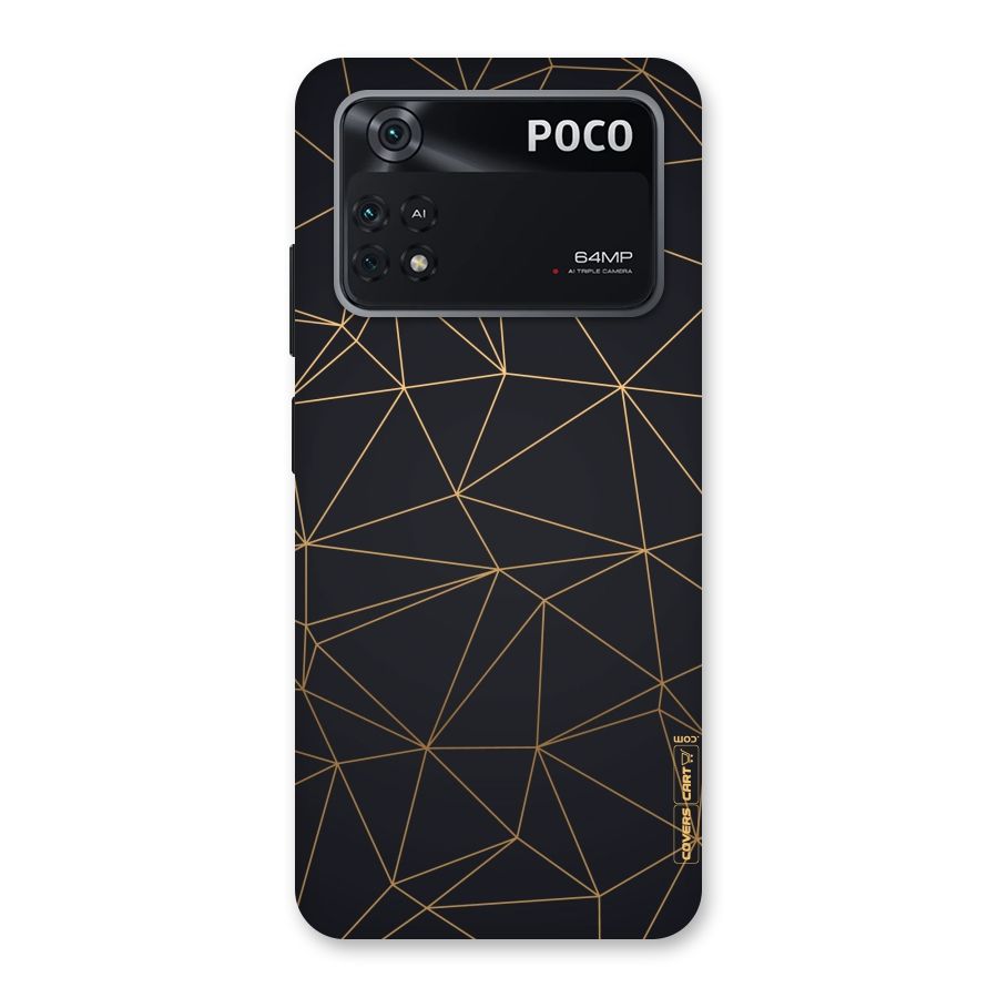 Black Golden Lines Back Case for Poco M4 Pro 4G