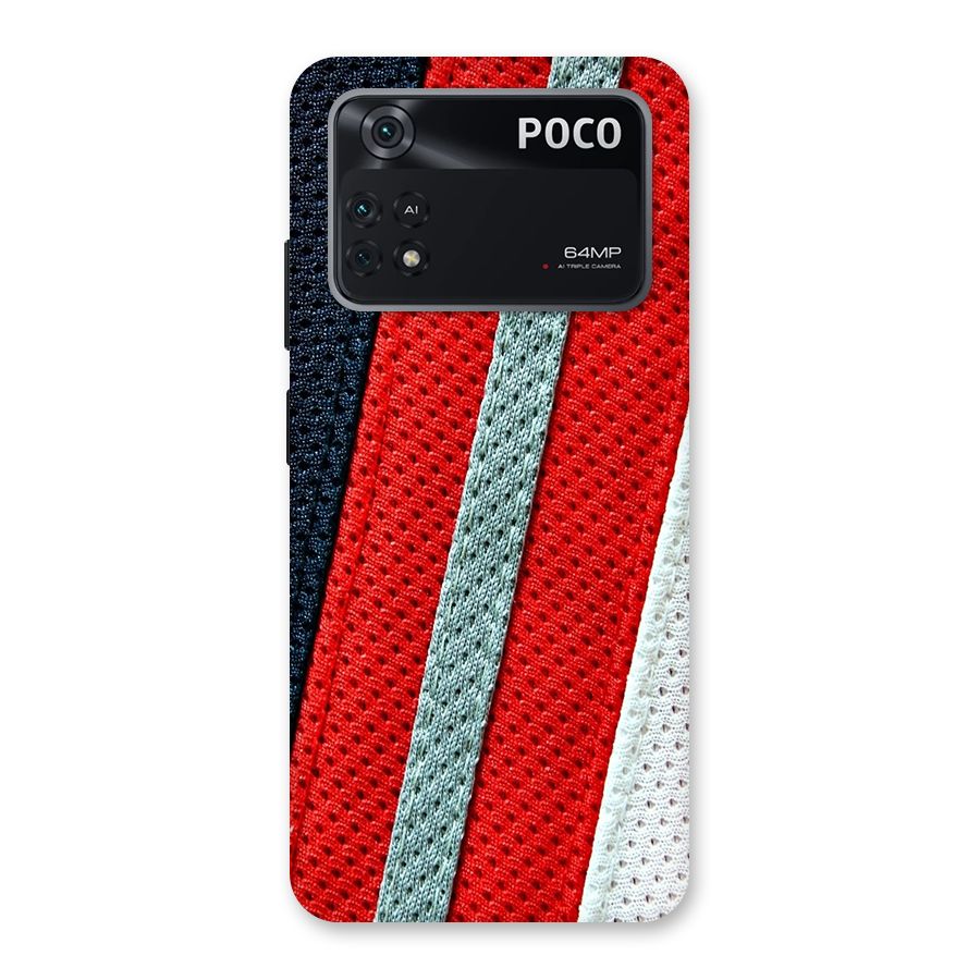 Black Red Grey Stripes Back Case for Poco M4 Pro 4G