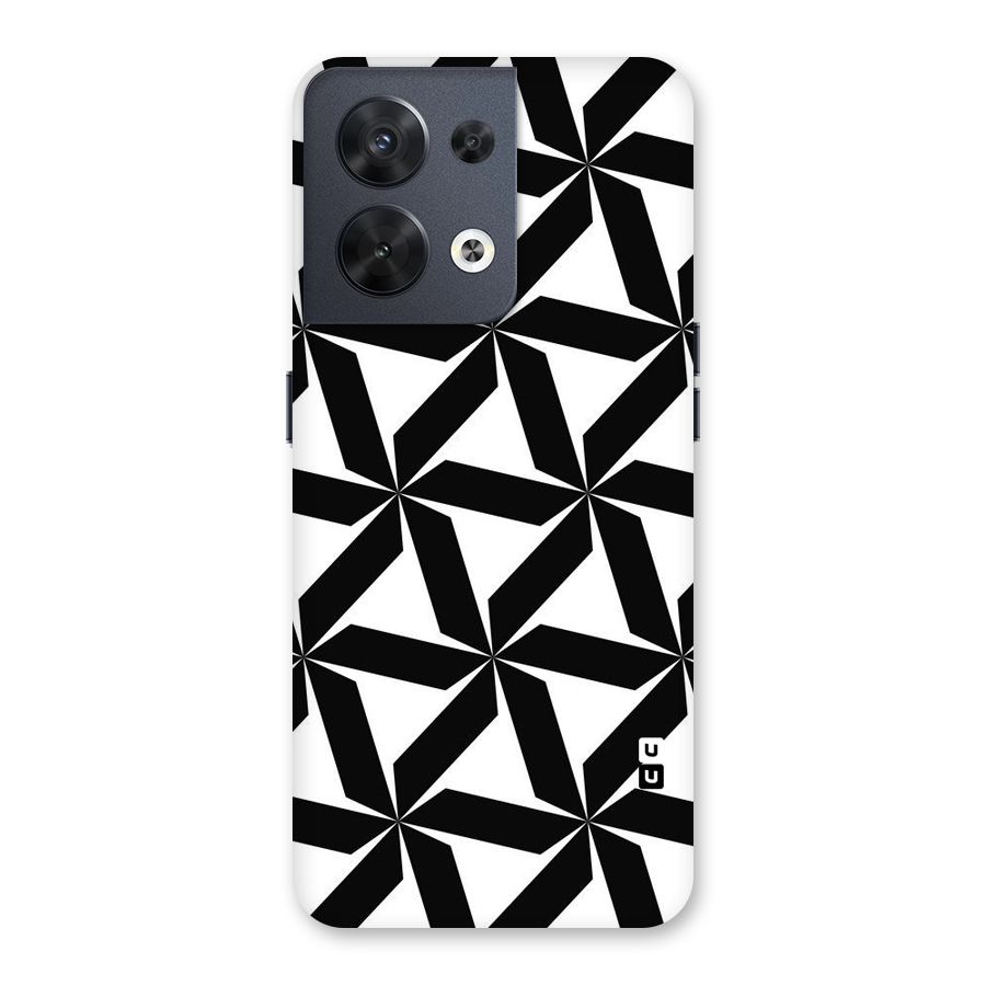 Black White Fan Design Back Case for Oppo Reno8 5G