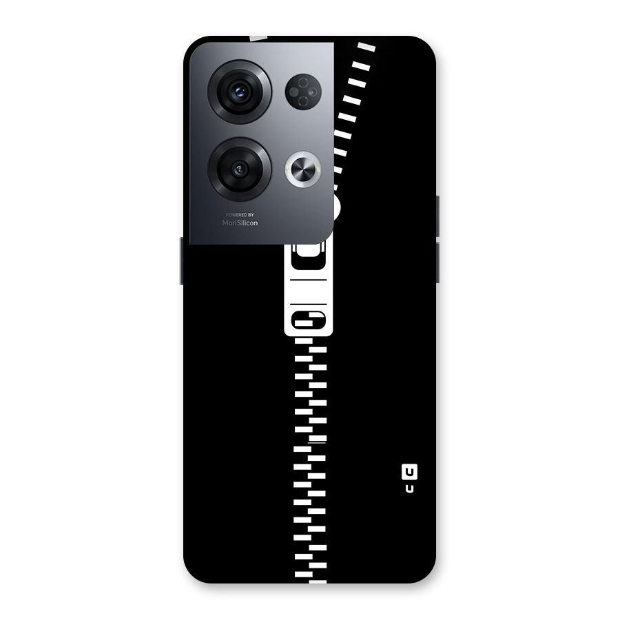 Black Zipper Back Case for Oppo Reno8 Pro 5G
