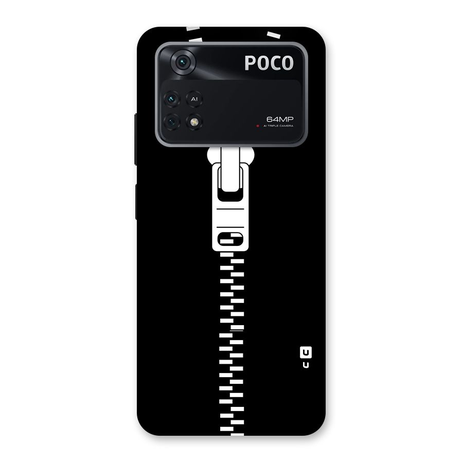 Black Zipper Back Case for Poco M4 Pro 4G