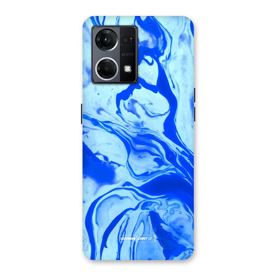 Blaze Blue Marble Texture Glass Back Case for Oppo F21 Pro 5G