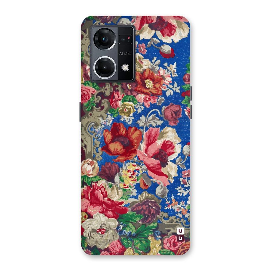 Block Printed Flowers Glass Back Case for Oppo F21 Pro 5G
