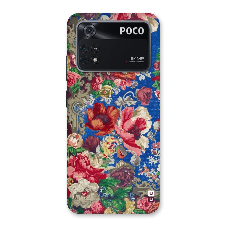 Block Printed Flowers Back Case for Poco M4 Pro 4G