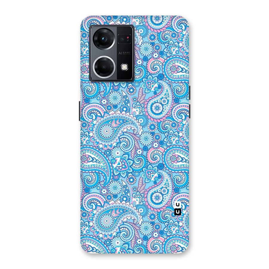 Blue Block Pattern Glass Back Case for Oppo F21 Pro 5G