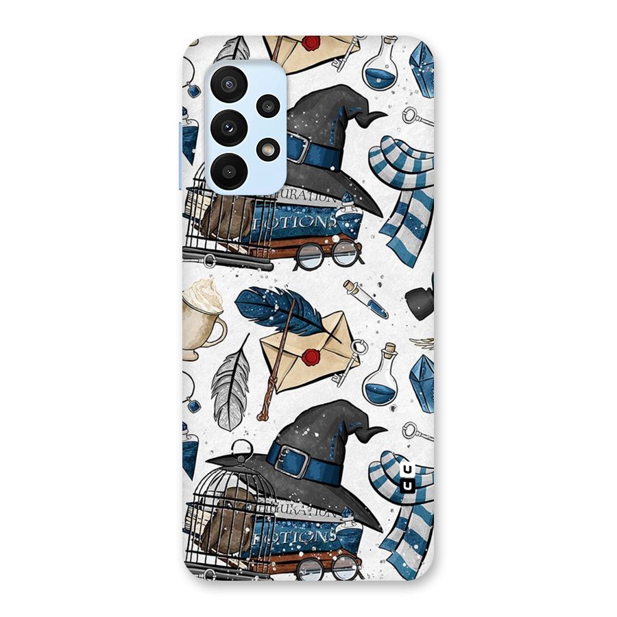 Blue Feather Hat Design Back Case for Galaxy A23