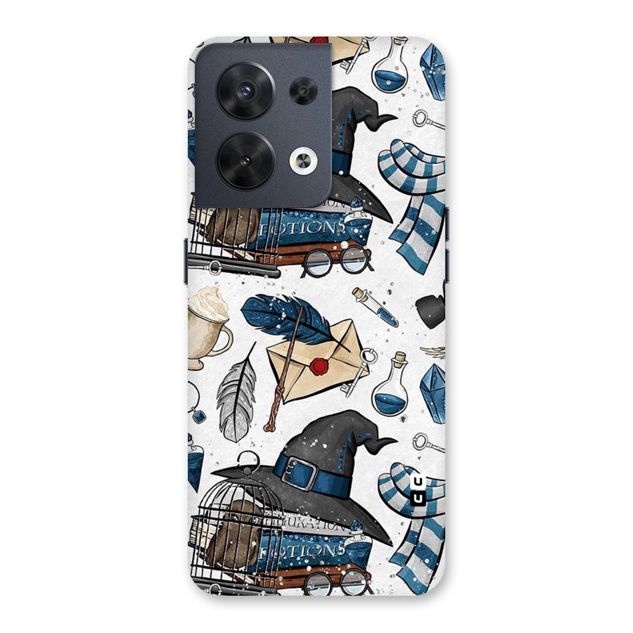 Blue Feather Hat Design Back Case for Oppo Reno8 5G