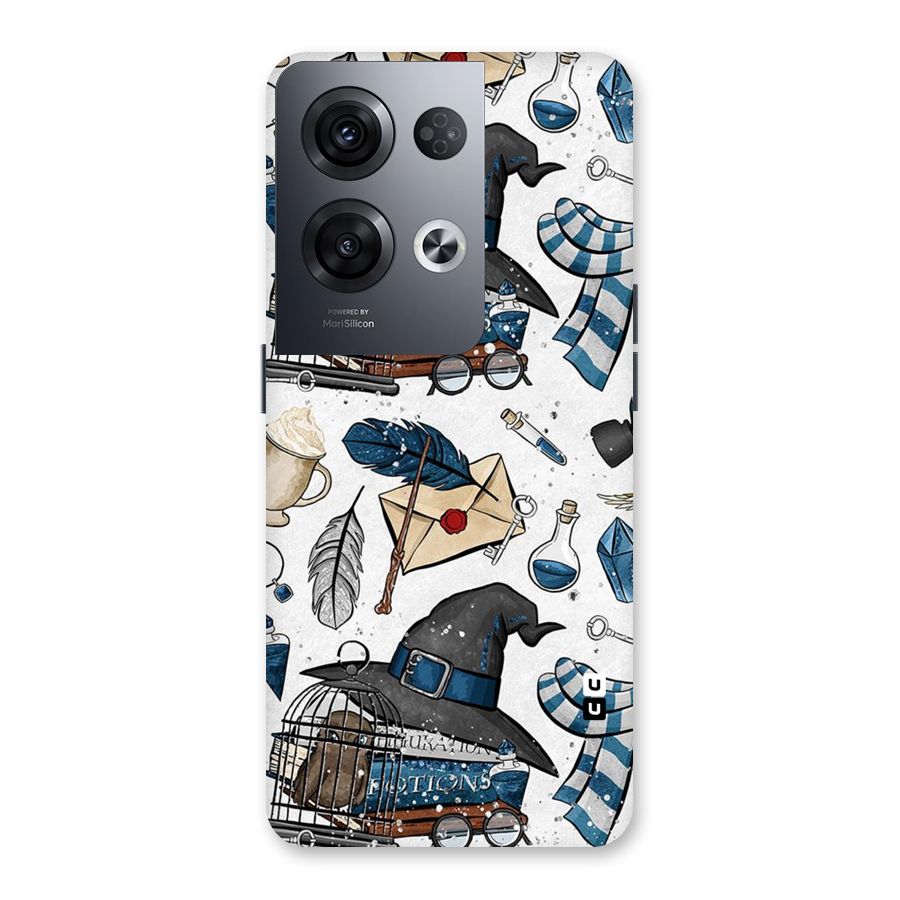 Blue Feather Hat Design Back Case for Oppo Reno8 Pro 5G
