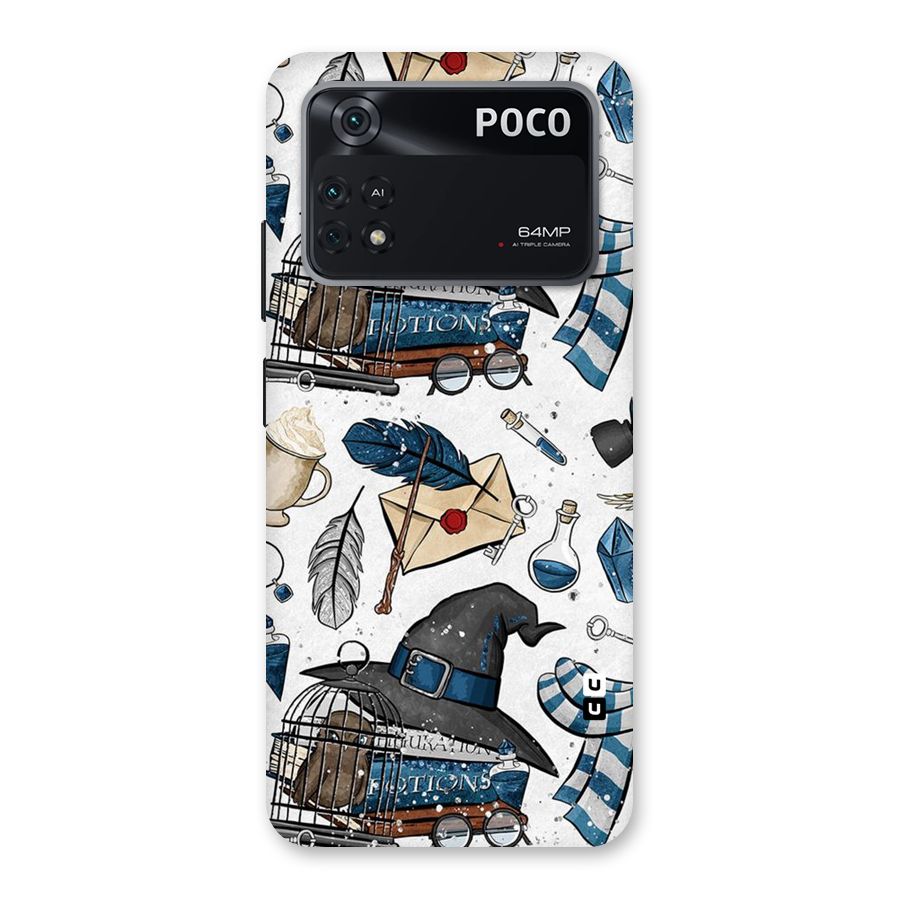 Blue Feather Hat Design Back Case for Poco M4 Pro 4G
