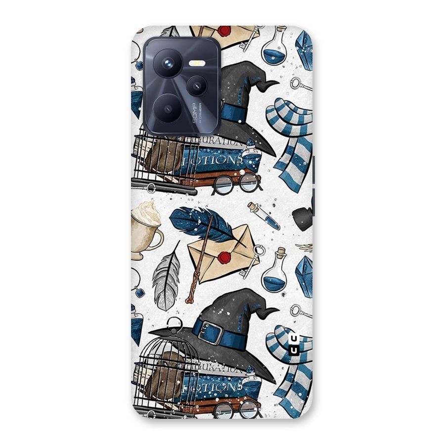 Blue Feather Hat Design Back Case for Realme C35