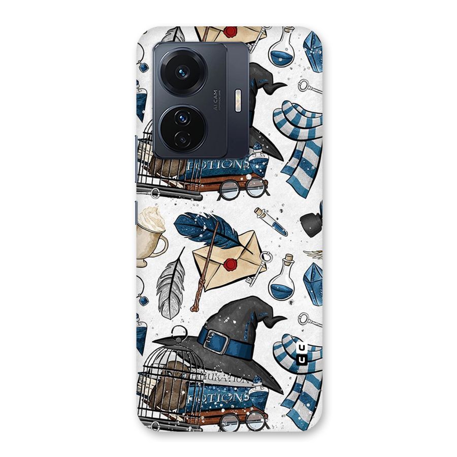 Blue Feather Hat Design Back Case for Vivo T1 Pro