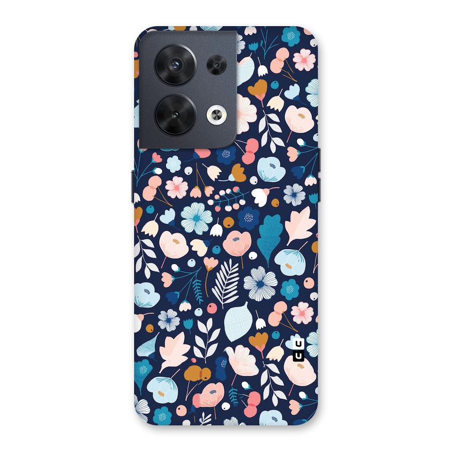Blue Floral Back Case for Oppo Reno8 5G