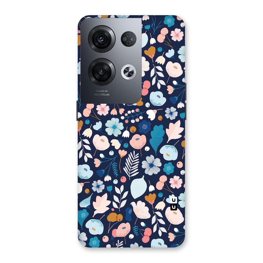 Blue Floral Back Case for Oppo Reno8 Pro 5G