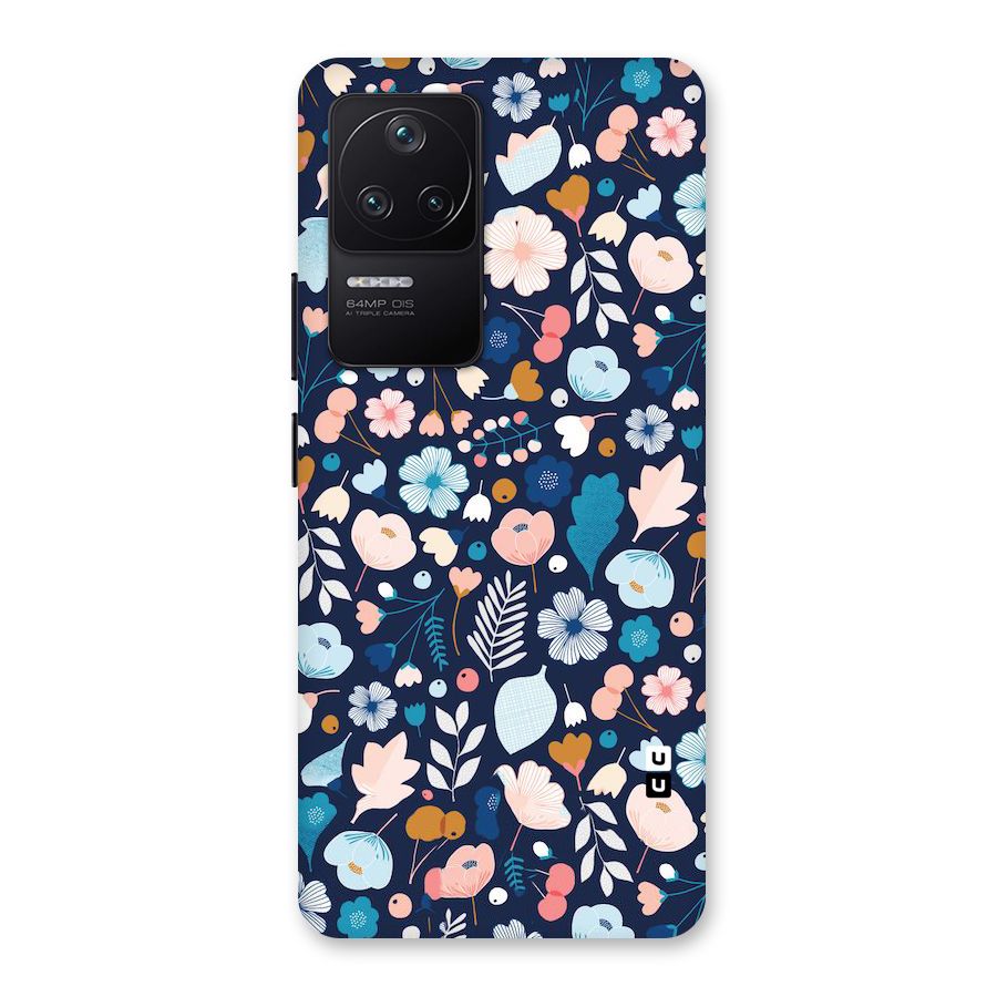 Blue Floral Back Case for Poco F4 5G