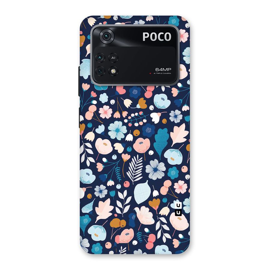 Blue Floral Back Case for Poco M4 Pro 4G